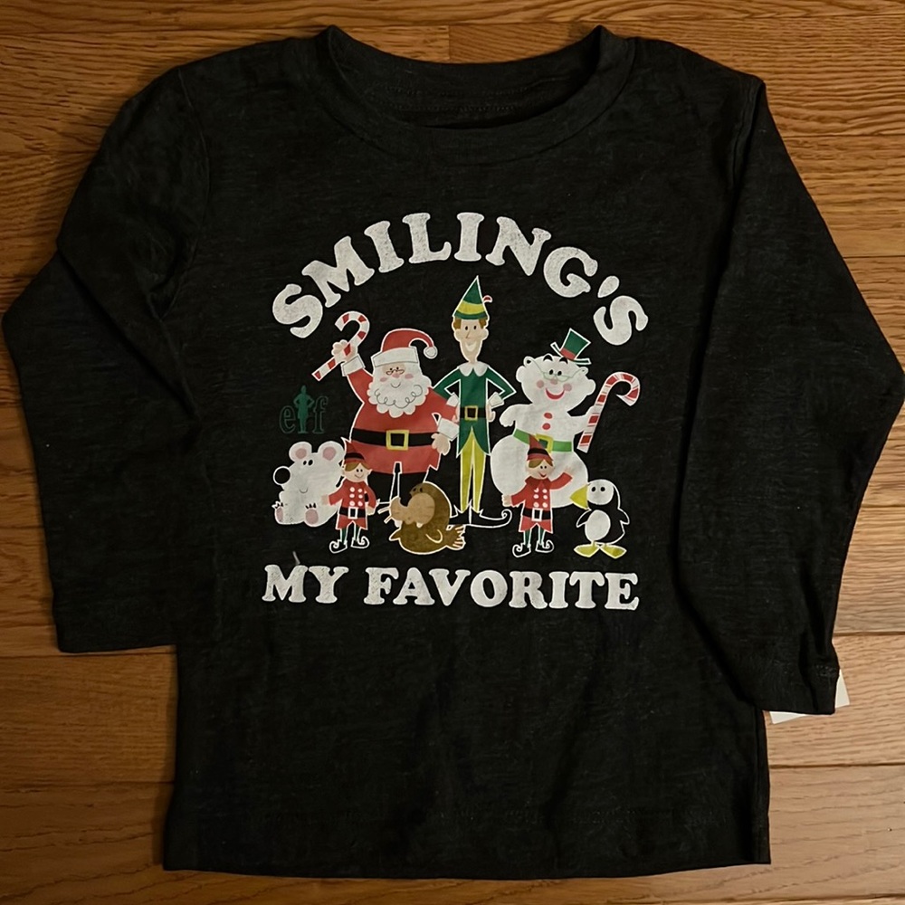 ELF Smiling My Favorite Baby long sleeve shirt Buddy Snowman Santa Christmas NWT